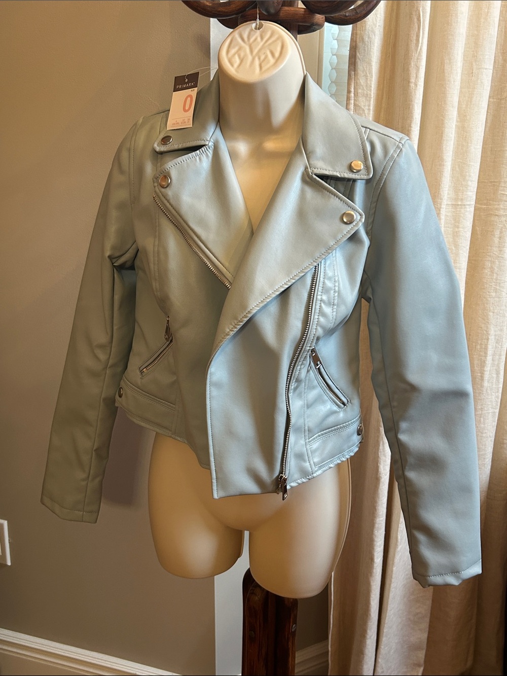Primark Pale Blue Faux Leather Moto Jacket